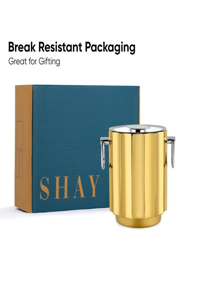 Shay دلو ثلج من الفولاذ المقاوم للصدأ بتصميم شاي مع ملقط - 1500 مل، ذهبي | للبار والمنزل | دلو ثلج معزول بجدار مزدوج من الفولاذ المقاوم للصدأ مع غطاء (ذهبي) - Image 5